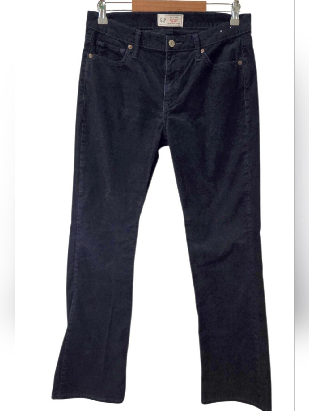 GAP Baby Boot Mid Rise Corduroy Pants Women's Size 30R Dark Navy Blue Stretch